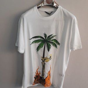 PALM ANGELS MEN WHITE SHORT SLEEVE